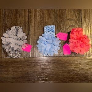 NWT Handmade Flower Headbands x 3 Infant Baby Child Girl